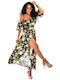 Mohicans Black Line Summer Maxi Dress with Slit Floral