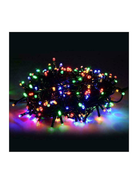 220 Becuri de Crăciun LED Colorate în Șir de caractere cu Cablu verde și Programe