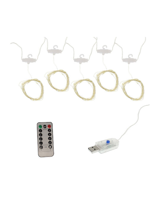 200 Lămpițe LED 4m. Alb cald USB tip Perdea 1buc