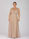 Bellino Summer Maxi Dress for Wedding / Baptism Open Back with Tulle Gold