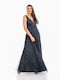 Bellino Summer Maxi Dress for Wedding / Baptism Open Back with Tulle Navy Blue