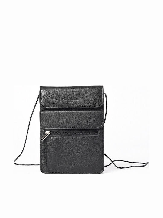 Hexagona Leather Men's Wallet Travel Black