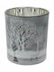 Christmas Glass Silver Candlestick 10x9cm