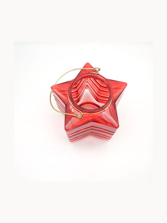 blokker Christmas Glass Red Candlestick 17x17cm