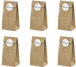 PartyDeco Paper Bag for Gift Brown 8x18cm. 6pcs