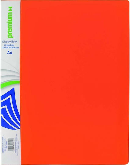G.A.T. Clipboard Flexible with 60 plastic sleeves Slides for Paper A4 Orange 1pcs