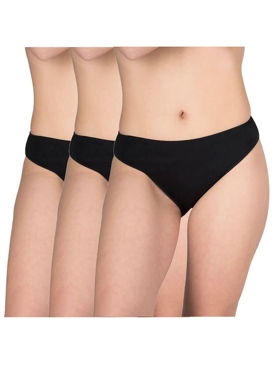 Γυναικεία Slip 3Pack χωρίς Ραφές Μαύρα
