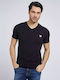 Guess Herren T-Shirt Kurzarm mit V-Ausschnitt Schwarz