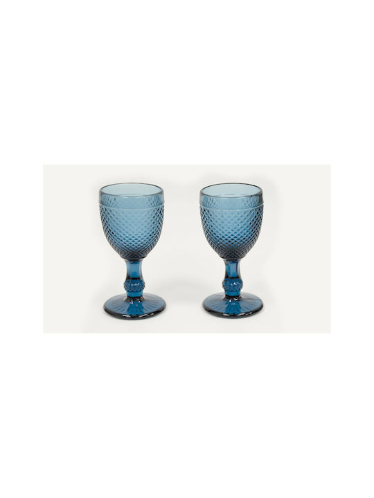 Ποτήρι για Λευκό και Κόκκινο Κρασί από Γυαλί σε Μπλε Χρώμα Κολωνάτο