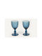 Glass for White and Red Wine made of Glass in Blue Color Goblet 1pcs