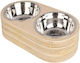 Present Time Metallic Bowl Food & Water for Dog & Cat with Base 2x 18cm in Beige Color 2pcs