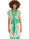 Women's Summer Crop Top Satin Short Sleeve Green