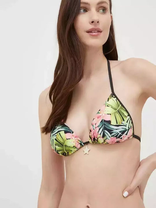 Padded Triangle Bikini Top Gold Floral