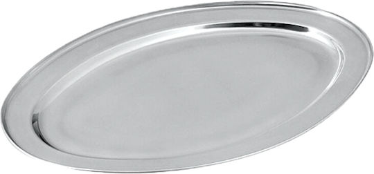 Πιάτο Ρηχό Οβάλ Inox Ασημί 22x12cm
