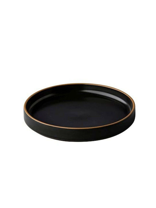 Authentic Plate Desert made of Porcelain Black with Diameter 15cm