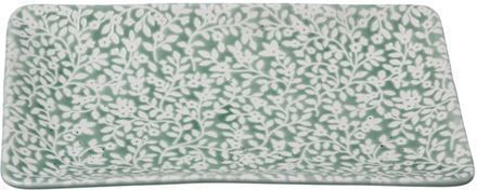 Gisela Graham Plate Desert Rectangular made of Porcelain Green 21x12cm