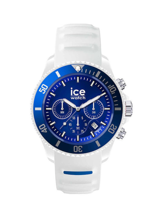 Ice Uhr Chronograph Batterie mit Weiß Kautschukarmband