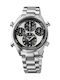 Seiko Speedtimer Ανδρικό Ρολόι 42mm Χρονογράφος Solar με Ασημί Μεταλλικό Μπρασελέ