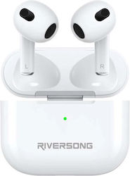 Riversong Air Mini Light Earbud Bluetooth Handsfree Ακουστικά με Θήκη Φόρτισης Λευκά