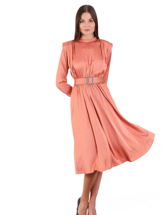 Concept Καλοκαιρινό Midi Φόρεμα Πορτοκαλί