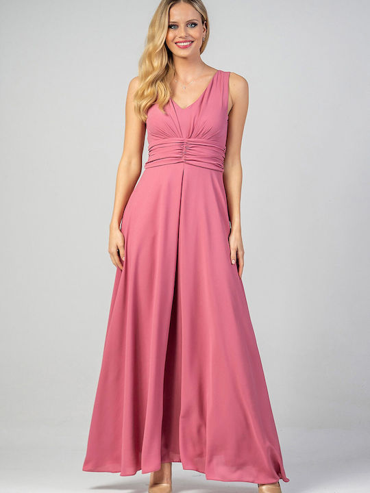 Bellino Sommer Maxi Abendkleid Offener Rücken Rosa