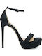 Stoff Sandalen Schwarz