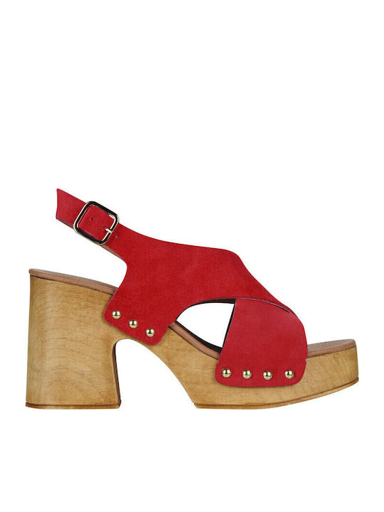 JB Martin Leder Sandalen Rot