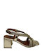 Leder Damen Sandalen in Gold Farbe