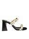 Din piele Sandale Black White Poni