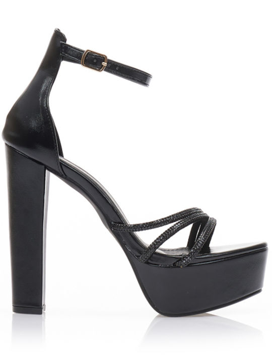Tsoukalas Sandalen mit Strass Schwarz