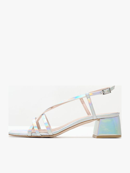 Leder Sandalen Silber