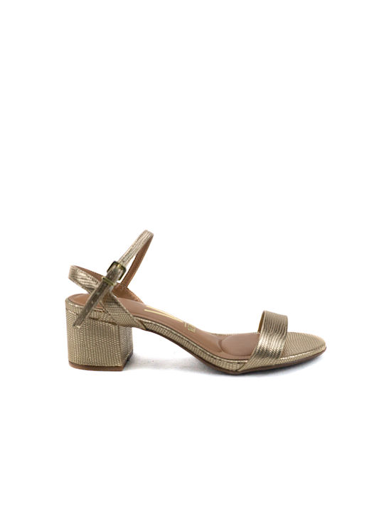 Vizzano Women's Sandals Gold with Chunky Medium Heel 6291.1400