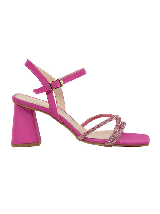 Piedini Stoff Damen Sandalen in Fuchsie Farbe