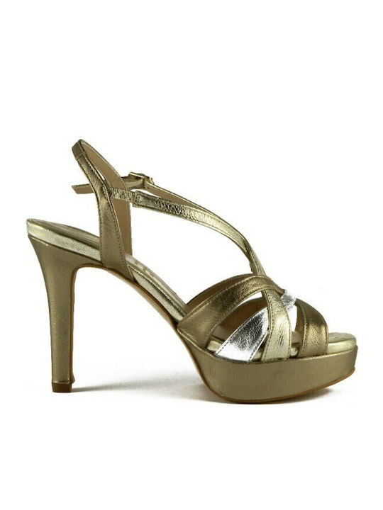 Giko Leder Sandalen Gold