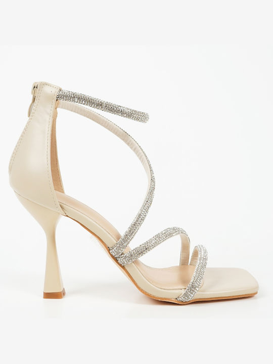 Piazza Shoes Women's Sandals with Strass & Ankle Strap Beige 13319012