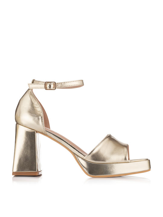 Diamantique Women's Sandals with Ankle Strap Gold JM-9821