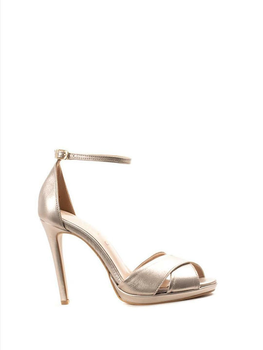 Leder Sandalen Gold