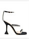 Leder Sandalen mit Strass Schwarz
