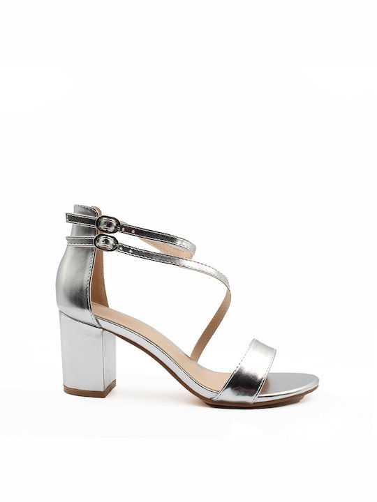 Mia Women's Sandals with Ankle Strap Silver