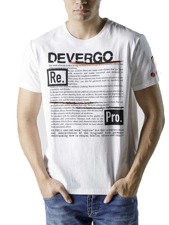 Devergo T-shirt Bărbătesc cu Mânecă Scurtă Alb