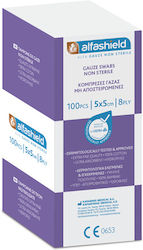 Alfashield Gauze Swabs 8 Ply Γάζες 5x5cm 100τμχ