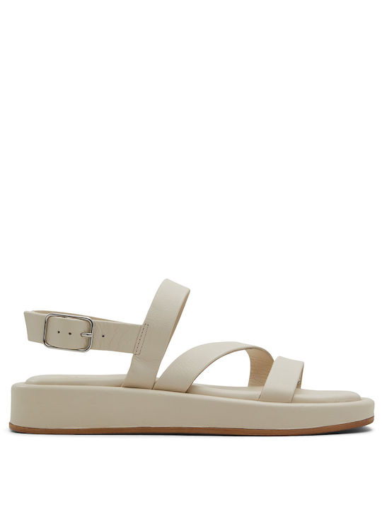 Aldo Leder Damen Flache Sandalen in Beige Farbe