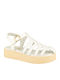 Leather Women's Flat Sandals in White Color