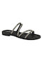 Yfantidis Leather Women's Sandals with Strass Black