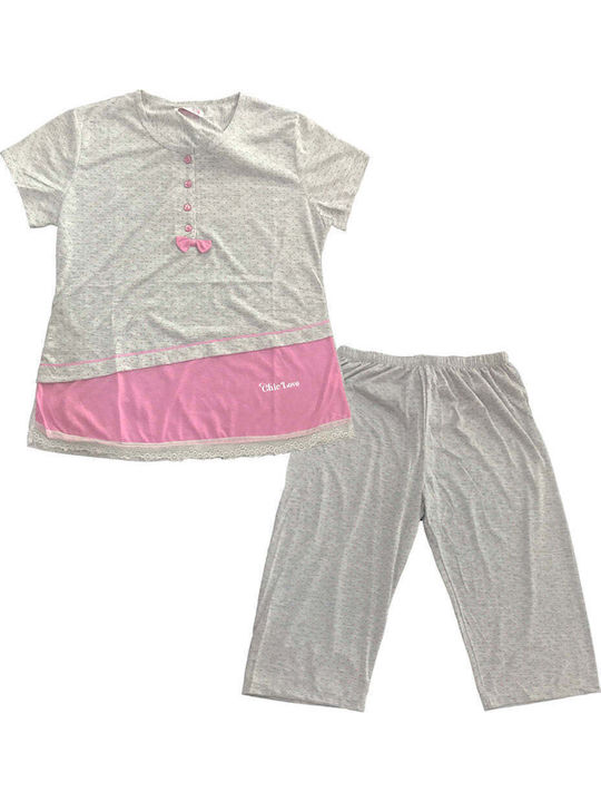Ustyle Sommer Damen Pyjama-Set Gray