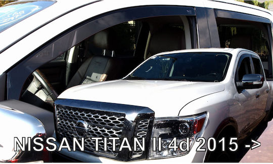 Heko Set of Windbreakers Front and Rear Car Dark Fime for Nissan Titan 4D 2015+ 4pcs