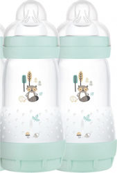 Mam Plastic Bottle Set Easy Start Anti-Colic with Silicone Nipple for 2+ months Turquoise 260ml 2pcs