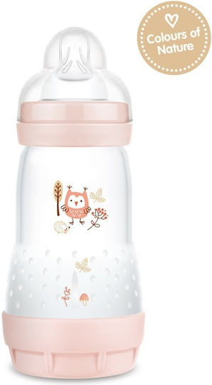 Mam Plastic Baby Bottle Easy Start 351S Anti-Colic with Silicone Teat for 2+ Months Orange Pink Owl 260ml