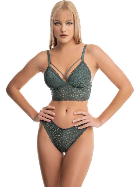 Koza Dantelat Set de Lenjerie Bralette cu Brazi...