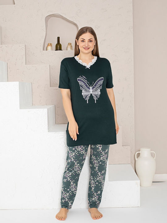 Baki Sommer Damen Pyjama-Set Grün